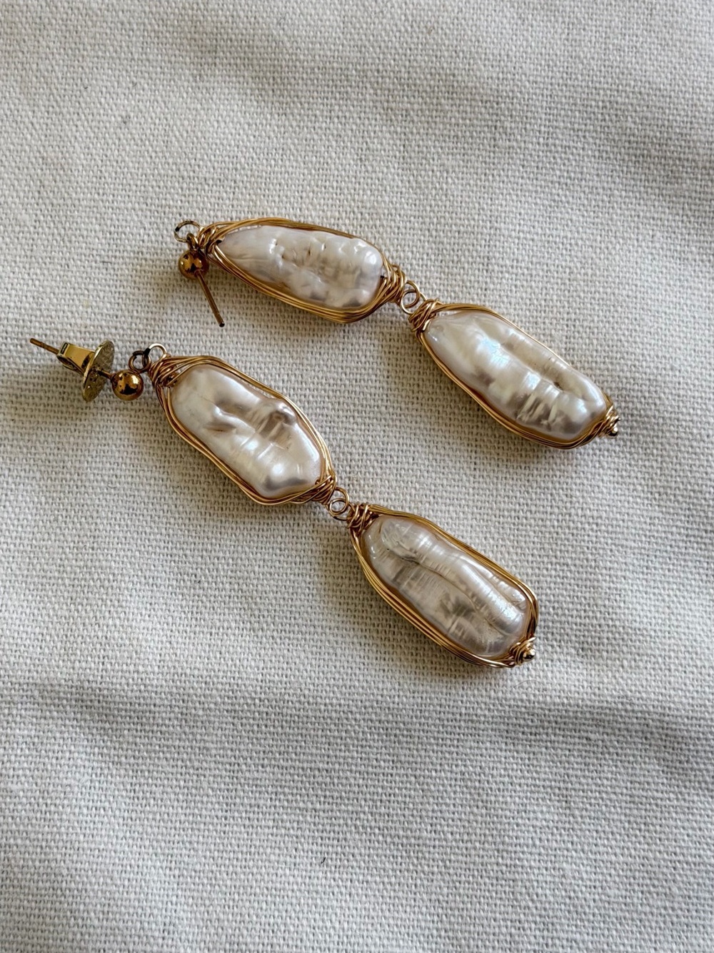 LIKE NEW. Reliquia Jewel Delgada Earrings Double Pearl Drop Earrings - Picture 3 of 7